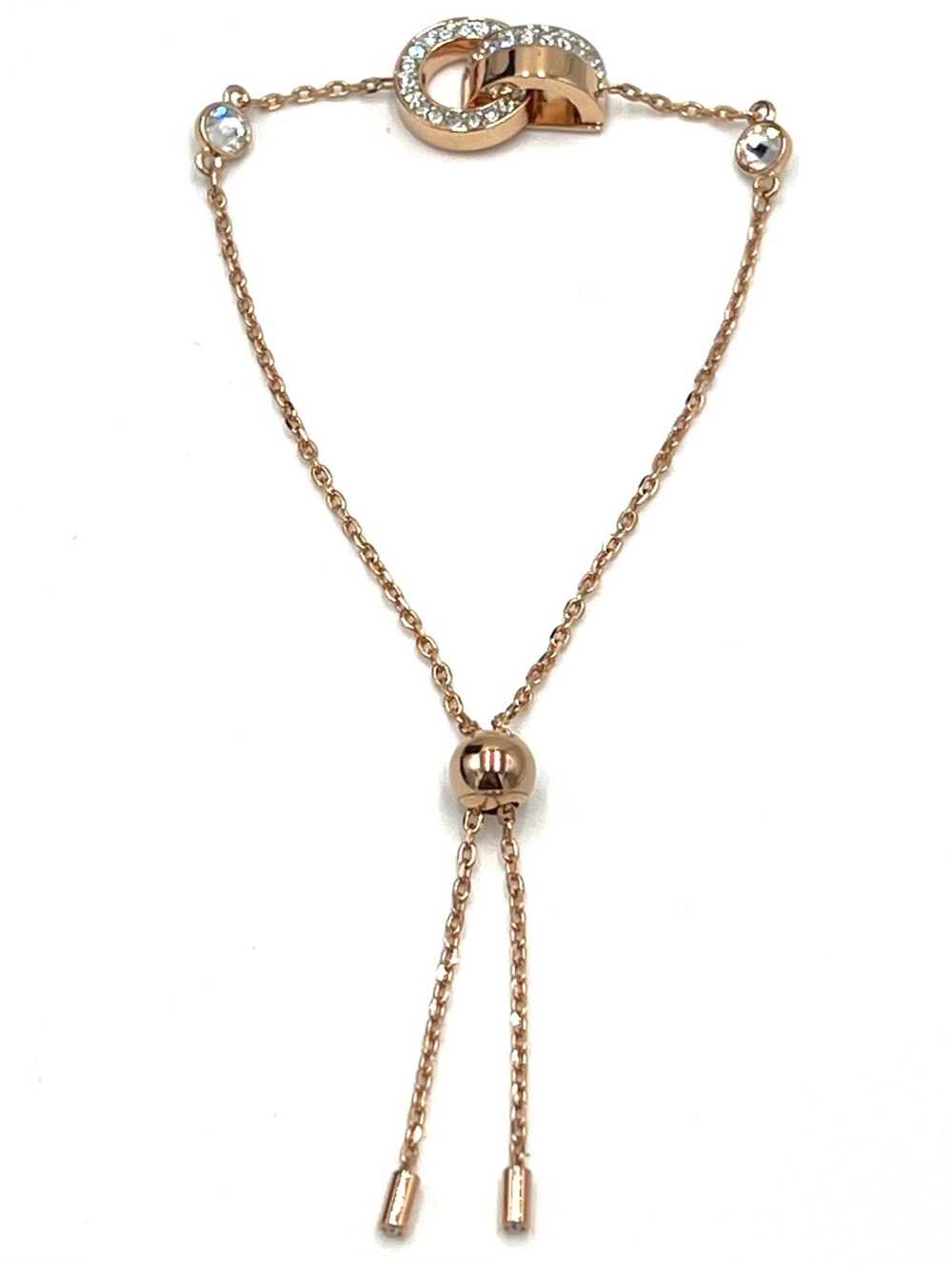 SWAROVSKI Rose Gold Plate Crystal Sizable Bracelet Interlock